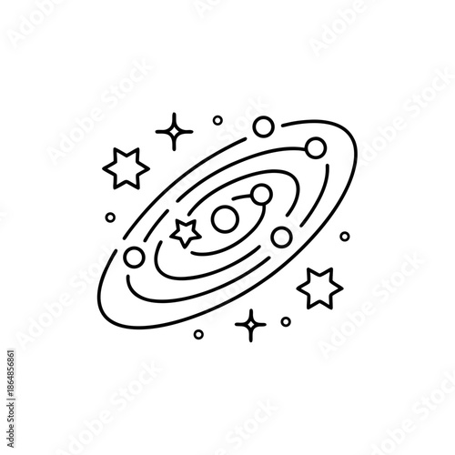 stellar nursery line art vector illustration on transparent background