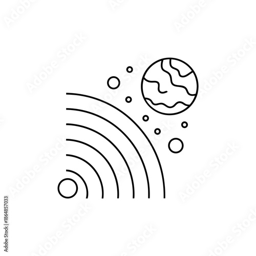 exoplanet atmosphere line art vector illustration on transparent background