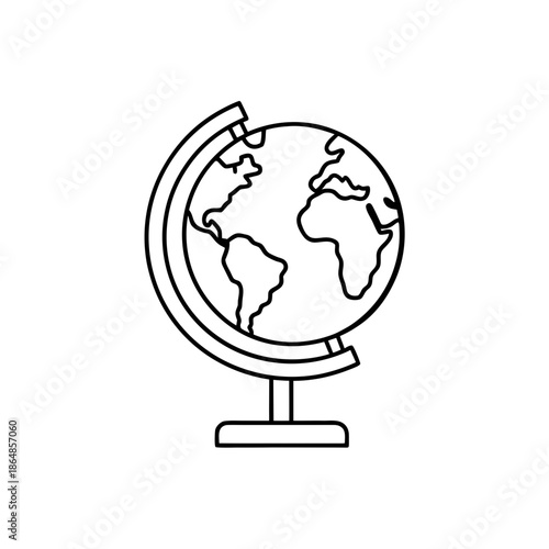 earth as subject line art vector illustration on transparent background