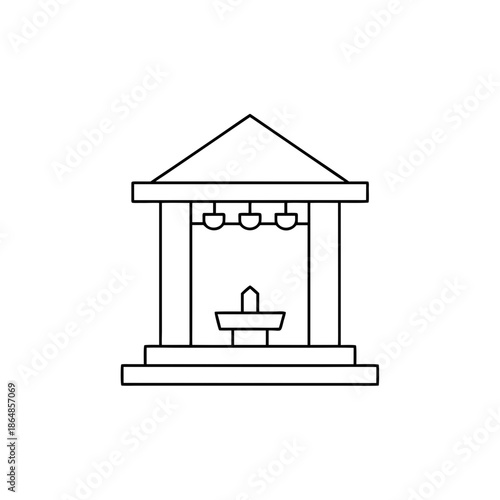 digital shrine line art vector illustration on transparent background