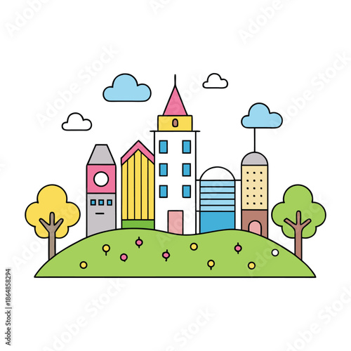 Bustling city streets bloom with springtime charm—sunlight glints off buildings, flowers brighten sidewalks, and gentle breezes carry the fresh scent of renewal.
