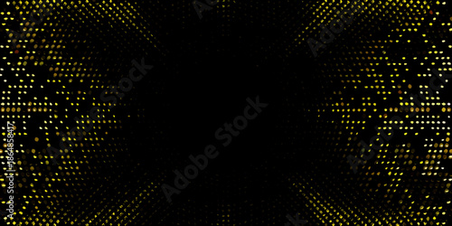 A dark tunnel composed of numerous golden light particles converging inwards