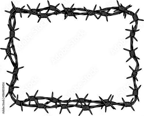 Barbed Wire Fence Security Vector Illustration