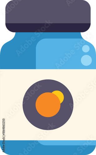 Simple blue plastic medicine bottle with blank label, ideal for representing pharmaceuticals, vitamins or supplements