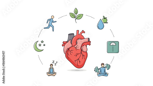 Healthy lifestyle habits for heart health, exercise, sleep, nutrition, and wellness, a balanced approach to cardiovascular with fitness