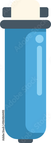 Blue water filter making clean and drinkable water, purifying liquid from pollution