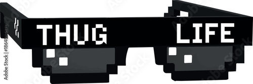 create need Pixel art glasses. Thug life meme glasses isolated on white background.