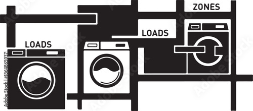 Laundry Room Design with Washing Machines and Zones