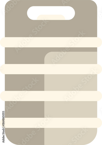 Grey metal beer keg with handle for storing and transporting draught beer, flat vector illustration isolated on white background