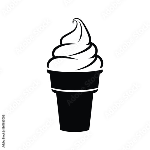 Soft serve ice cream in black cup