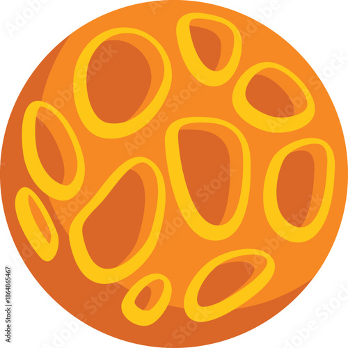 Cartoon orange planet with craters, perfect for space exploration or science fiction projects