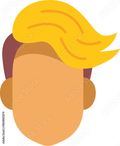 Faceless man with blond hair showing modern hairstyle, simple avatar icon