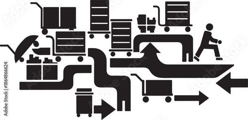 Logistics and Supply Chain Management Flowchart Illustration