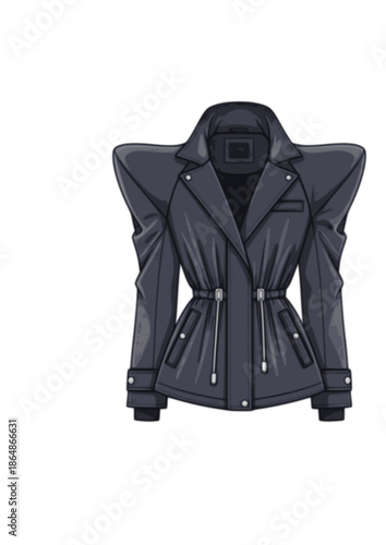 Sculpted Suiting Fashion Silhouette for 1980s Power Shoulder Trend 2026 Winter Parka and Cinched Waist Alpine Luxury Style Concept Vector