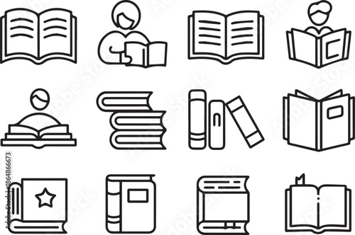 book reading icons library and study vector collection for design