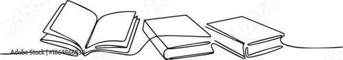book continuous line books open upright and stacked minimalist vectors