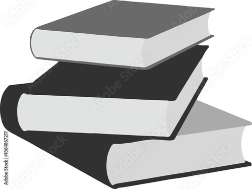 book stack of three books line art reading symbol vector