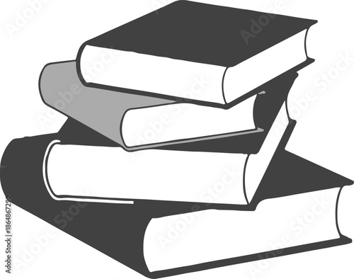 book stack vector illustration black and white education icon