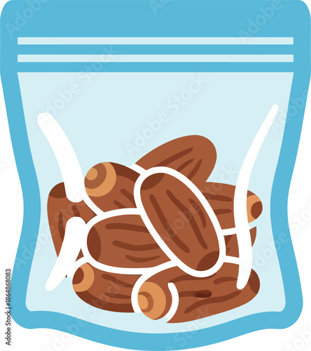 Ramadan Dates in Ziplock Bag Vector Clipart for Iftar and Eid Mubarak Designs