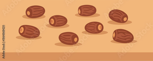 Vector Clipart of Dates for Ramadan Iftar, Traditional Middle Eastern Fruit Illustration