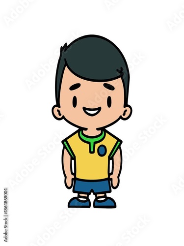 Wallpaper Mural stretching up animation of male brazil soccer player in uniform Torontodigital.ca