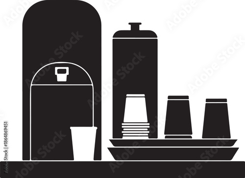 Coffee Machine and Cups on a Table