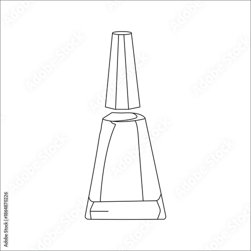 Nail Polish Bottle Outline Icon – Open Nail Lacquer Black Line Art Illustration
