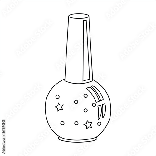 Nail Polish Bottle Outline Icon – Cosmetic Nail Lacquer Black Line Art Illustration