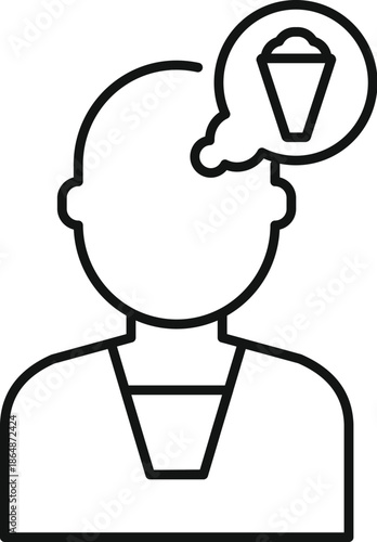 Person having a thought bubble with a bucket of fast food