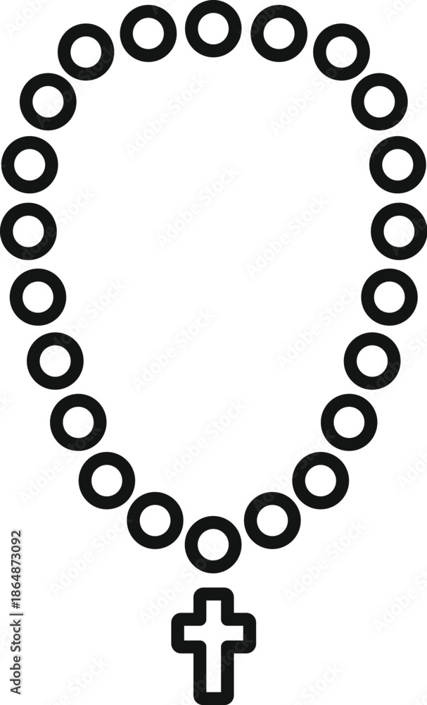 Fototapeta premium Rosary beads forming a necklace with a christian cross at the bottom