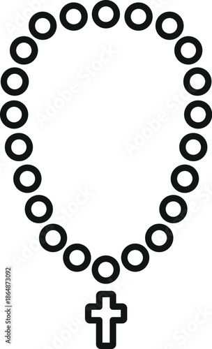 Rosary beads forming a necklace with a christian cross at the bottom