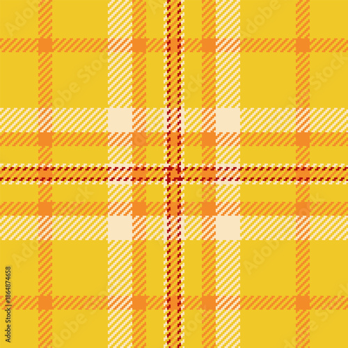 Proud check tartan fabric, choice vector texture background. Rectangle textile pattern plaid seamless in tumeric and orange colors.