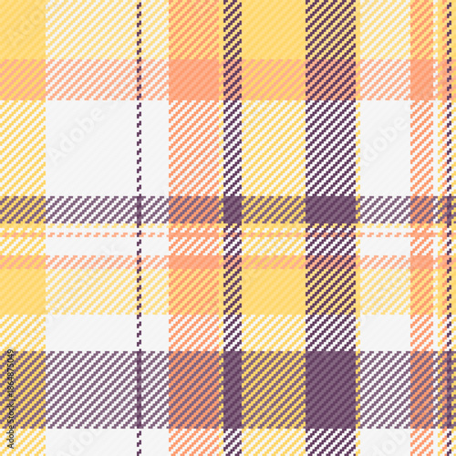 1940s tartan pattern vector, gentleman seamless textile background. Lumberjack check fabric plaid texture in white and amber colors.