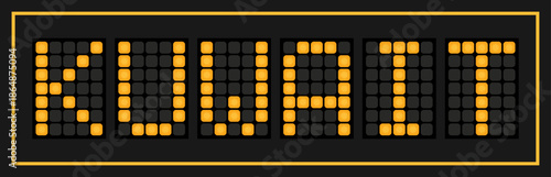 Orange color led banner in word kuwait on black background