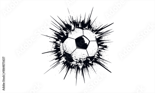 Dynamic soccer ball illustration with an explosive artistic effect.