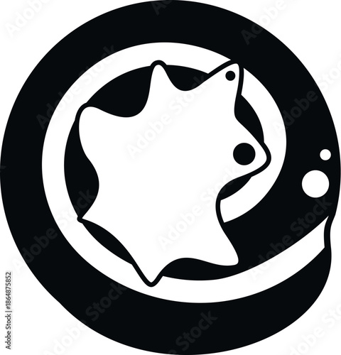 Abstract stylized icon resembling a star or snowflake in a circular shape