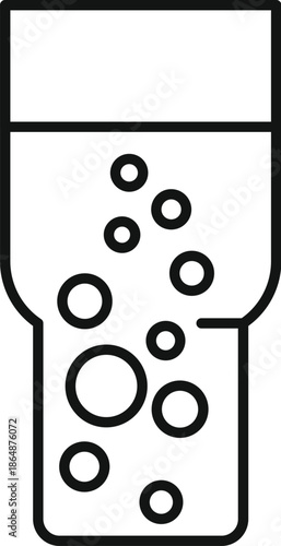 Carbonated drink in a glass with many bubbles forming an outline icon