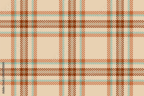 Quiet plaid texture pattern, choice seamless tartan fabric. 60s background vector check textile in orange and light colors.