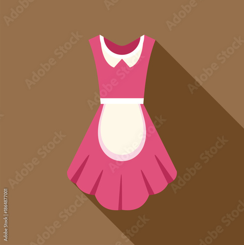 Cleaning service uniform icon with white apron and collar in flat design style