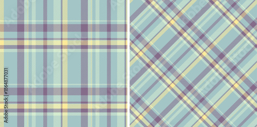 Vector plaid pattern of fabric check texture with a tartan background seamless textile. Set in pastel colors for modern rug designs and other home decor.