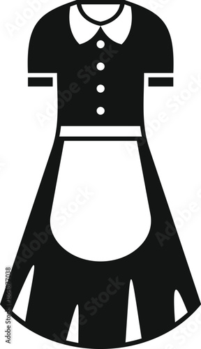Maid uniform black silhouette icon with apron on white background