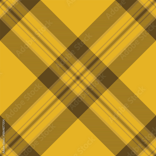 Classy pattern plaid check, deco texture textile fabric. Age background tartan vector seamless in amber color.