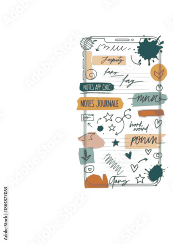 Notes App Chic Silhouette for Digital Scrapbooking and Imperfect by Design Trend 2026 Creative Journaling and Unpolished Aesthetic Concept Vector