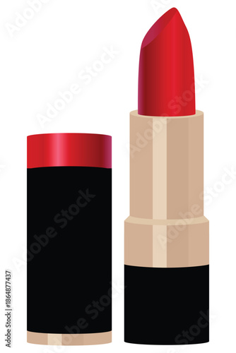 Red Lipstick Icon Set in Flat Style for Women Makeup and Cosmetic Design Vector Illustration