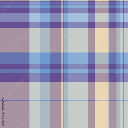 Trim check tartan pattern, internet texture seamless textile. Diagonal fabric plaid vector background in pastel and blue colors.