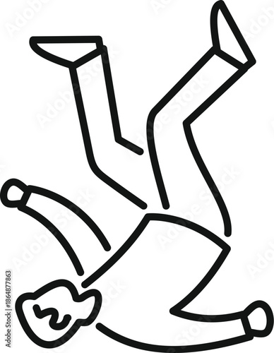 Drawing of a falling person experiencing an accident or careless slip