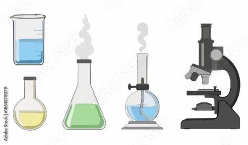 Educational chemical lab equipmentvector illustration set