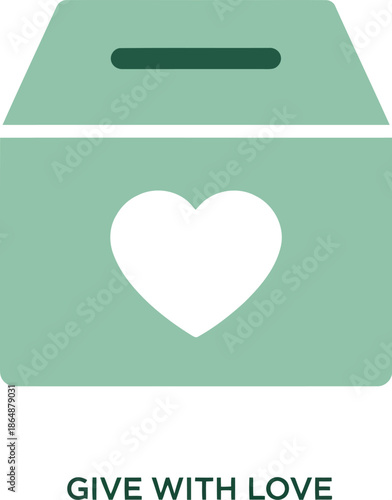 Ramadan Charity Donation Box Icon with Heart Symbol for Islamic Giving and Zakat Campaigns