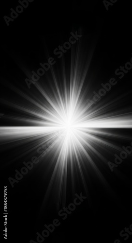 Bright Radiant Light Burst in Dark Background with Starburst Effect for Creative Use