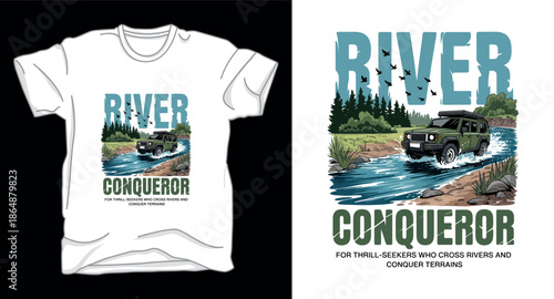 River conqueror 4X4 car graphic vector art t-shirt design print template